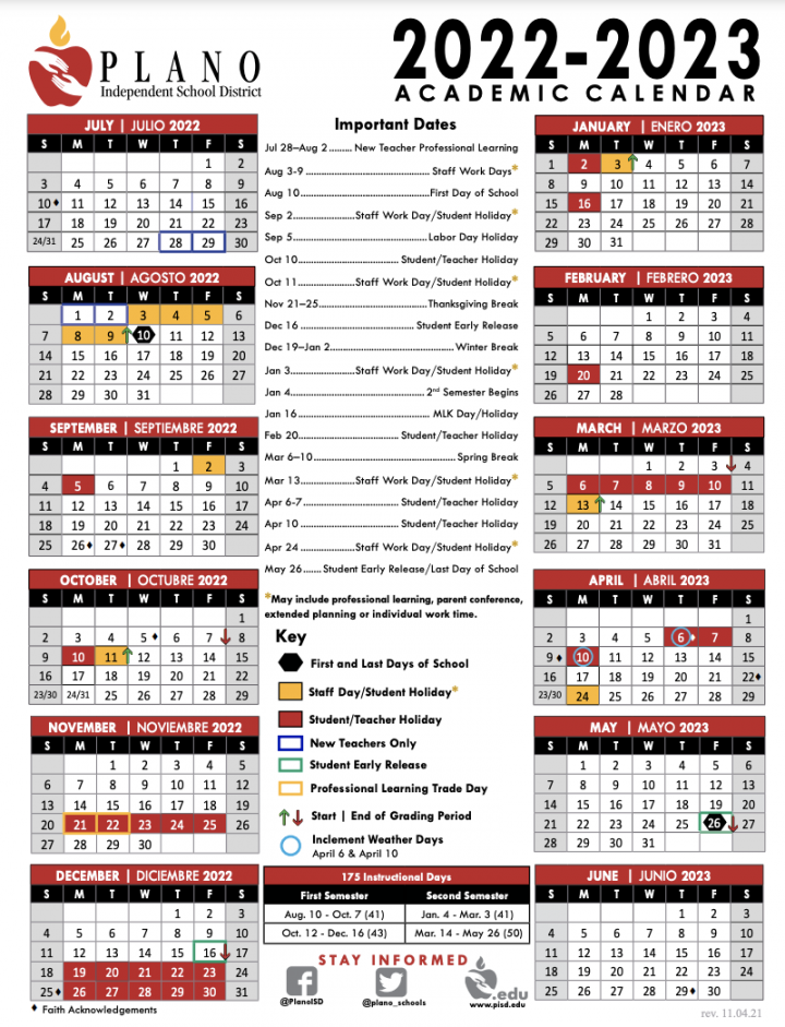 This is what the - school calendar will look like for Plano