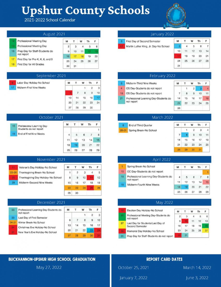 Upshur County Schools Academic Calendar -  WV News  wvnews