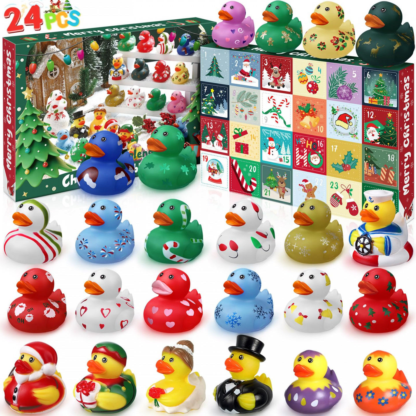 Advent Calendar  Christmas Countdown Toys Rubber Ducks  Days of Fun  Xmas Countdown Bath Toys Gift for Boys Girls Bath Time Ducks Blind Box