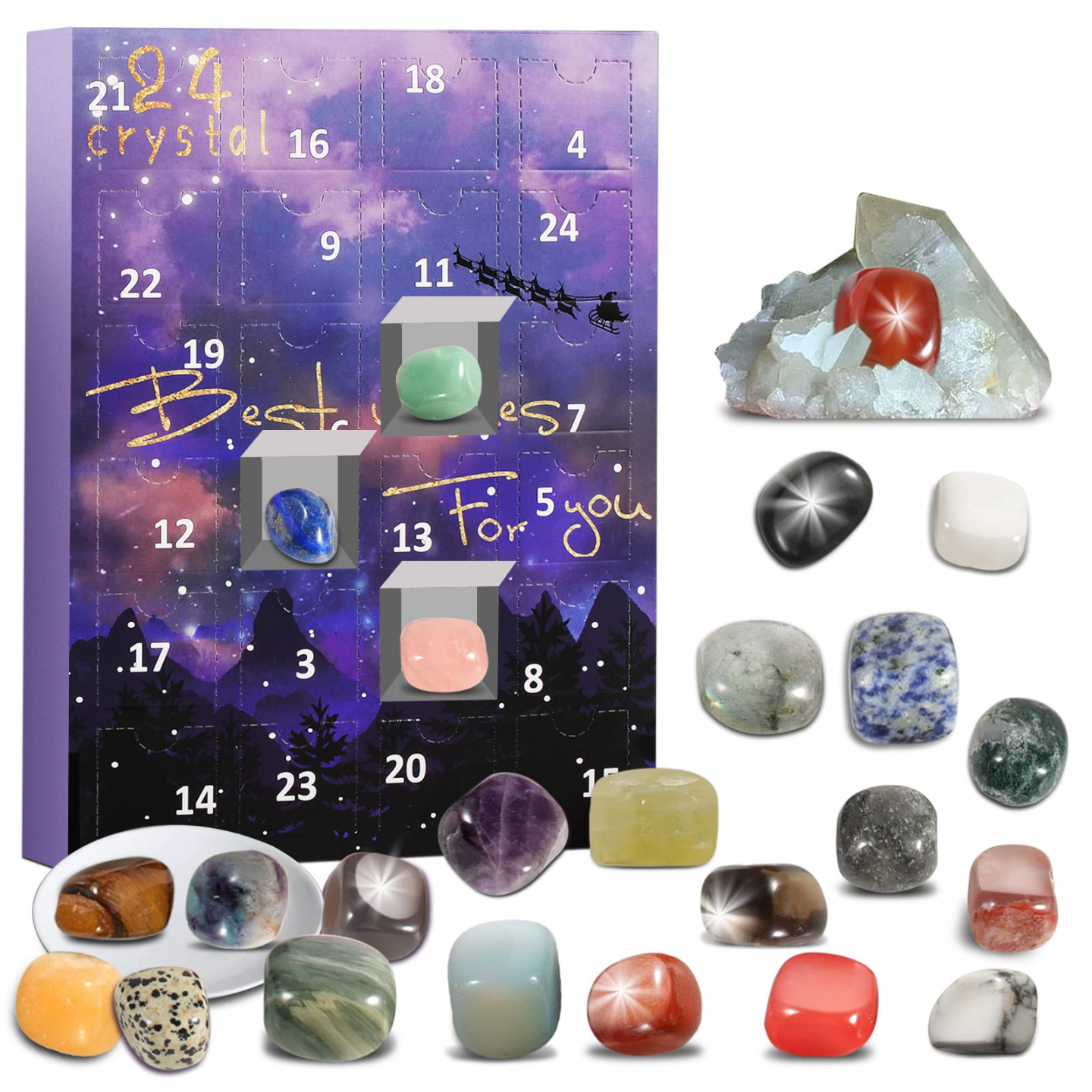 Advent Calendar ,  Days Crystal Agate Stone Minerals Fossils Advent  Calendar Gemstone Crystals Christmas Calendar Enthusiasts Rock Collection