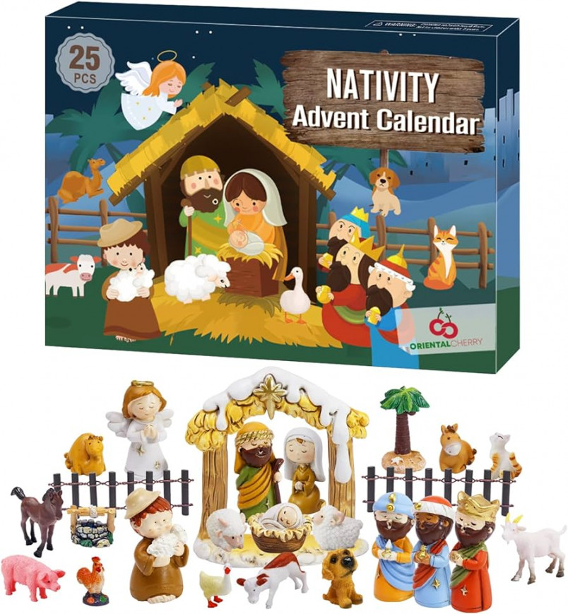 Advent Calendar - Days of Christmas Nativity Scene Set - Countdown to  for Kids Boys Girls Children Toddler Teens Indoor Toy