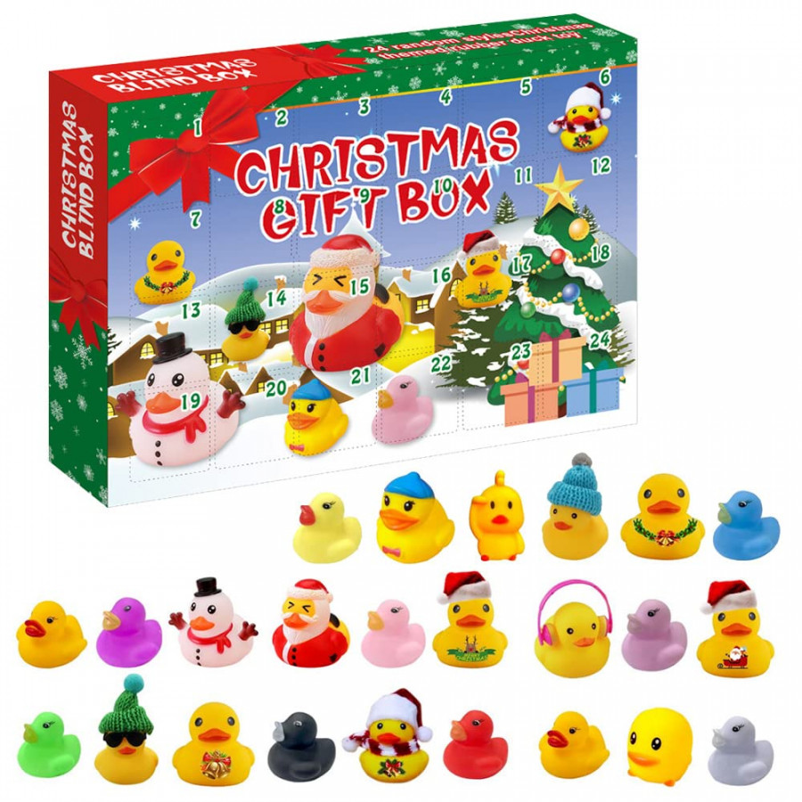 Advent Calendar Rubber Ducks Bath Toys Christmas Blind Box Toy Ducks  Mini Ducks for Kids Boys Girls Home Party Decoration Cruise Ducks Rubber