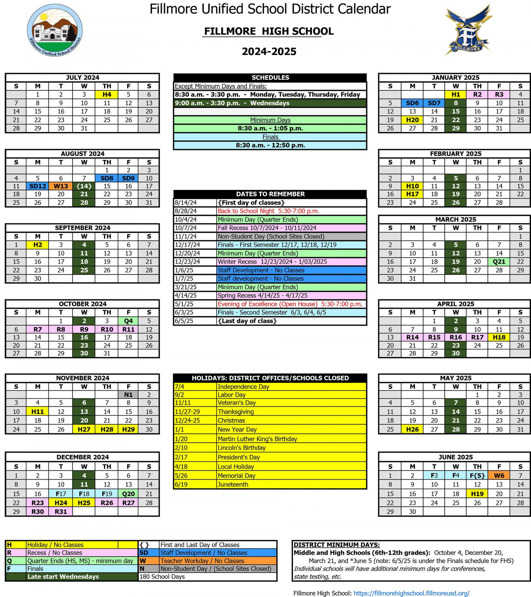 - Annual School Calendars [English/Spanish] – Family