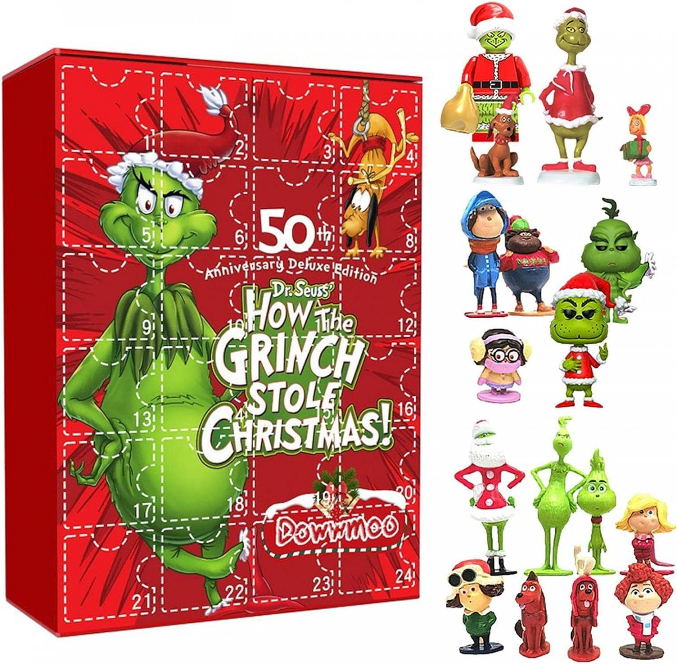 Christmas Advent Calendar , Christmas Figures Advent Calendar, PC  Cute Cartoon Elf Figures Doll Christmas Countdown Calendar for Kids Doll