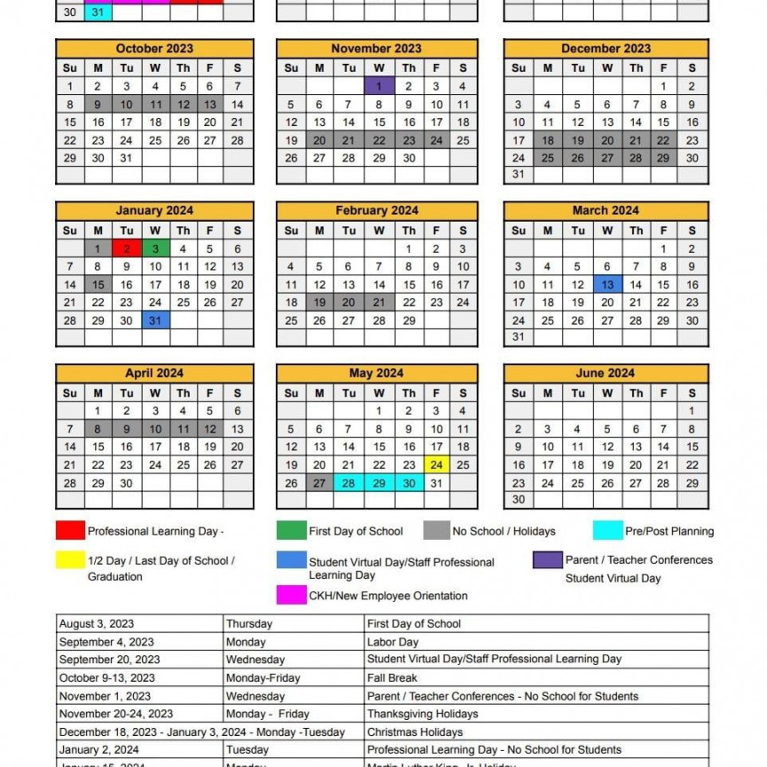 City schools OK - academic calendar  Education