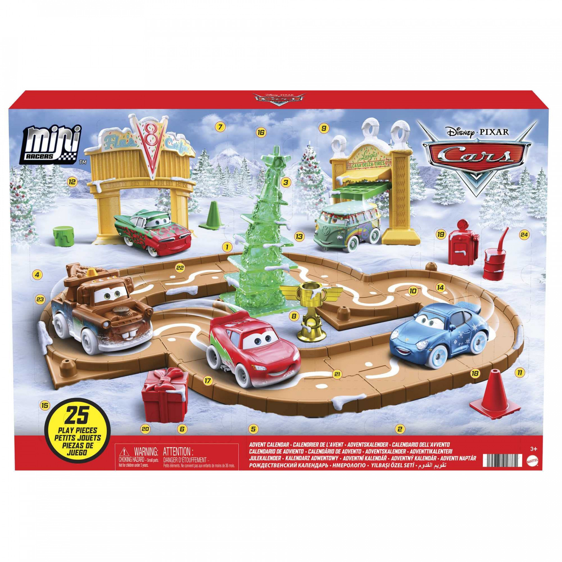 ​Disney and Pixar Cars Toys Mini Racers Advent Calendar with  Toy Cars,  Track Pieces and Mini-Toy Accessories 2 Surprises Holiday Gifts for Kids