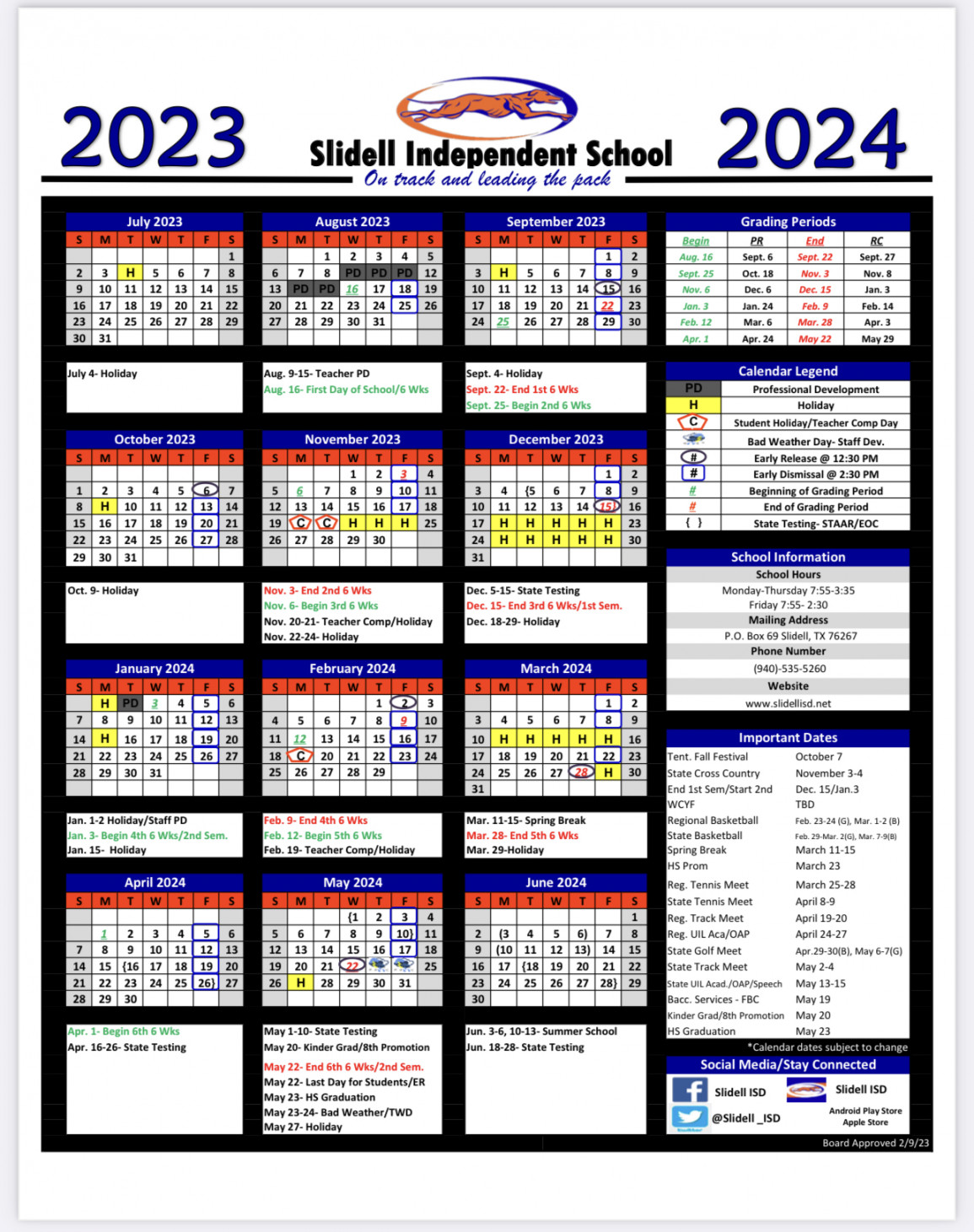 District Calendar - Slidell Independent School District