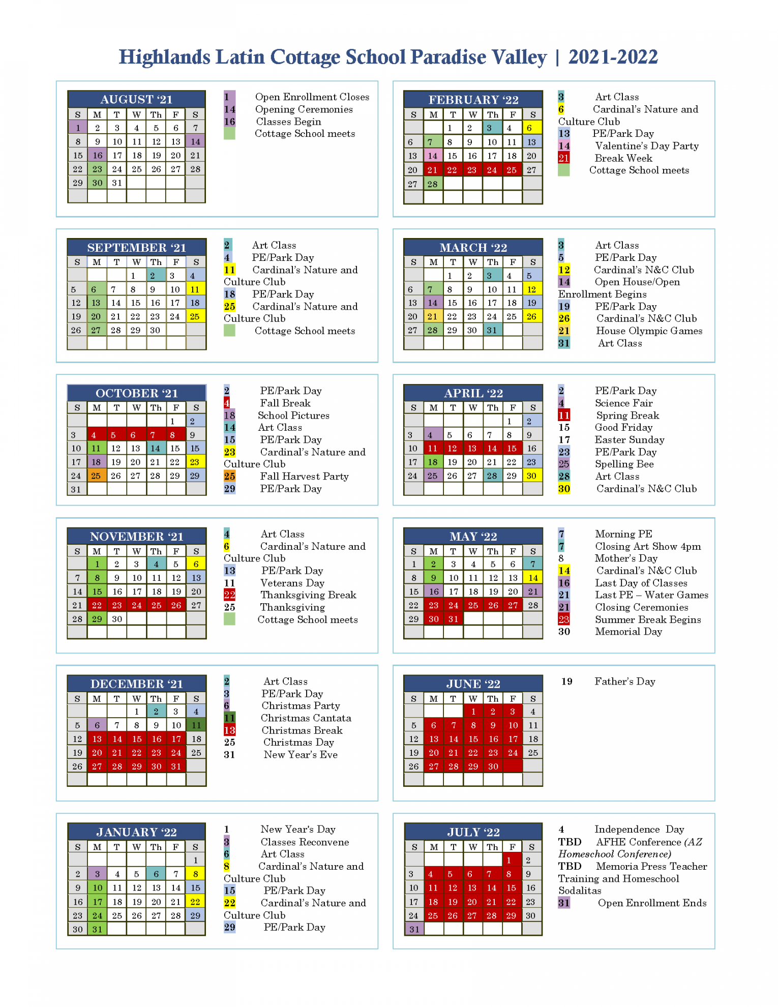 HLSPV - Calendar — Highlands Latin School