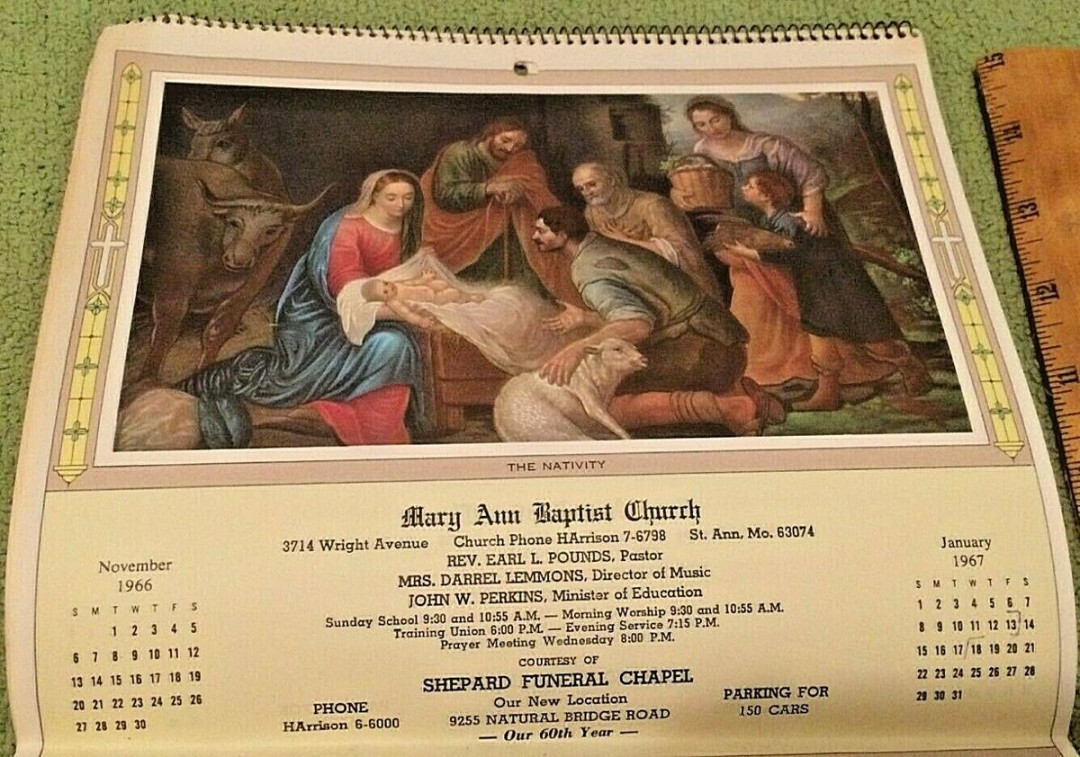 Mary Ann Baptist Church Calendar St Ann MO Shepard Funeral Chapel Rare