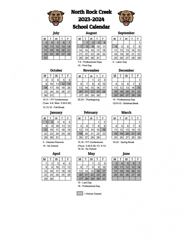 North Rock Creek Public Schools - - NRC School Calendar