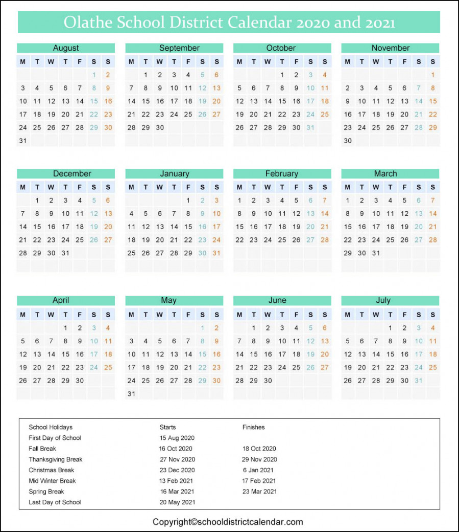 Olathe Northwest Calendar