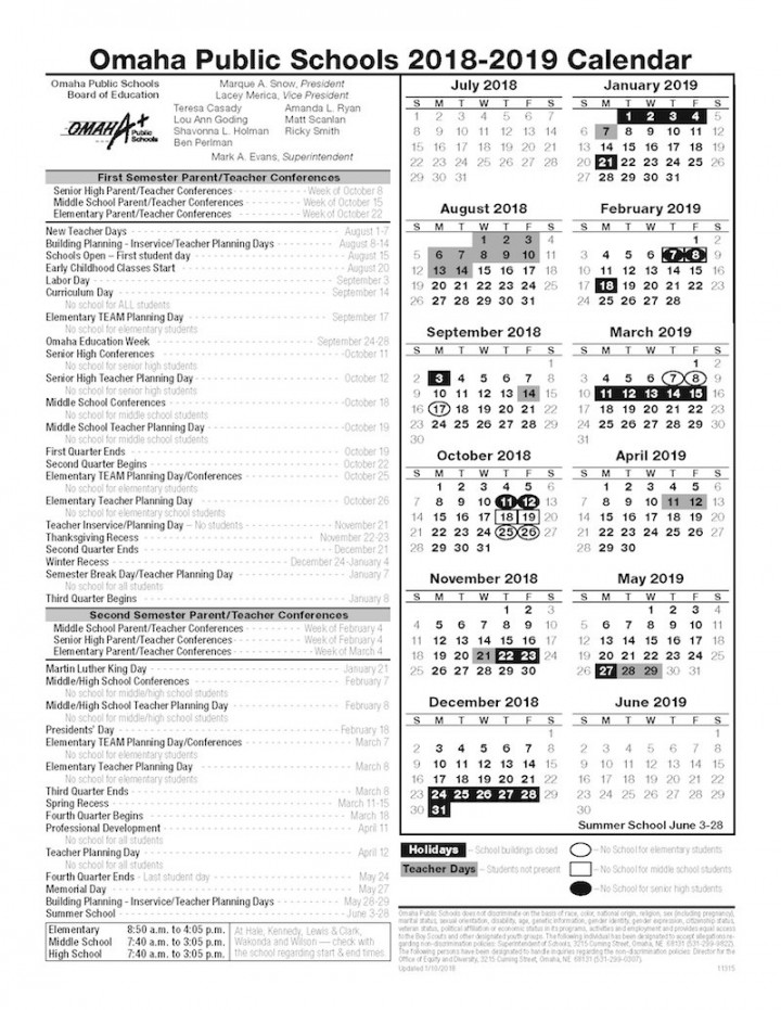 Omaha Public Schools on X: "The  –  academic calendar is