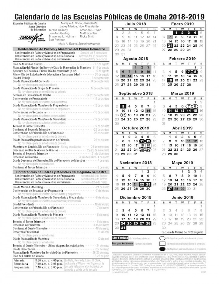 Omaha Public Schools on X: "The  –  academic calendar is