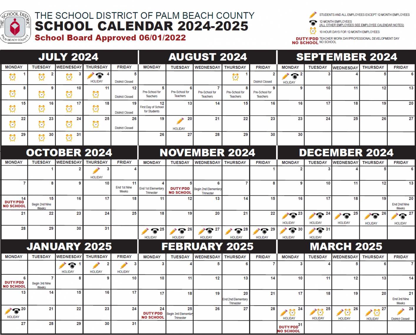 Palm Beach County School Calendar -