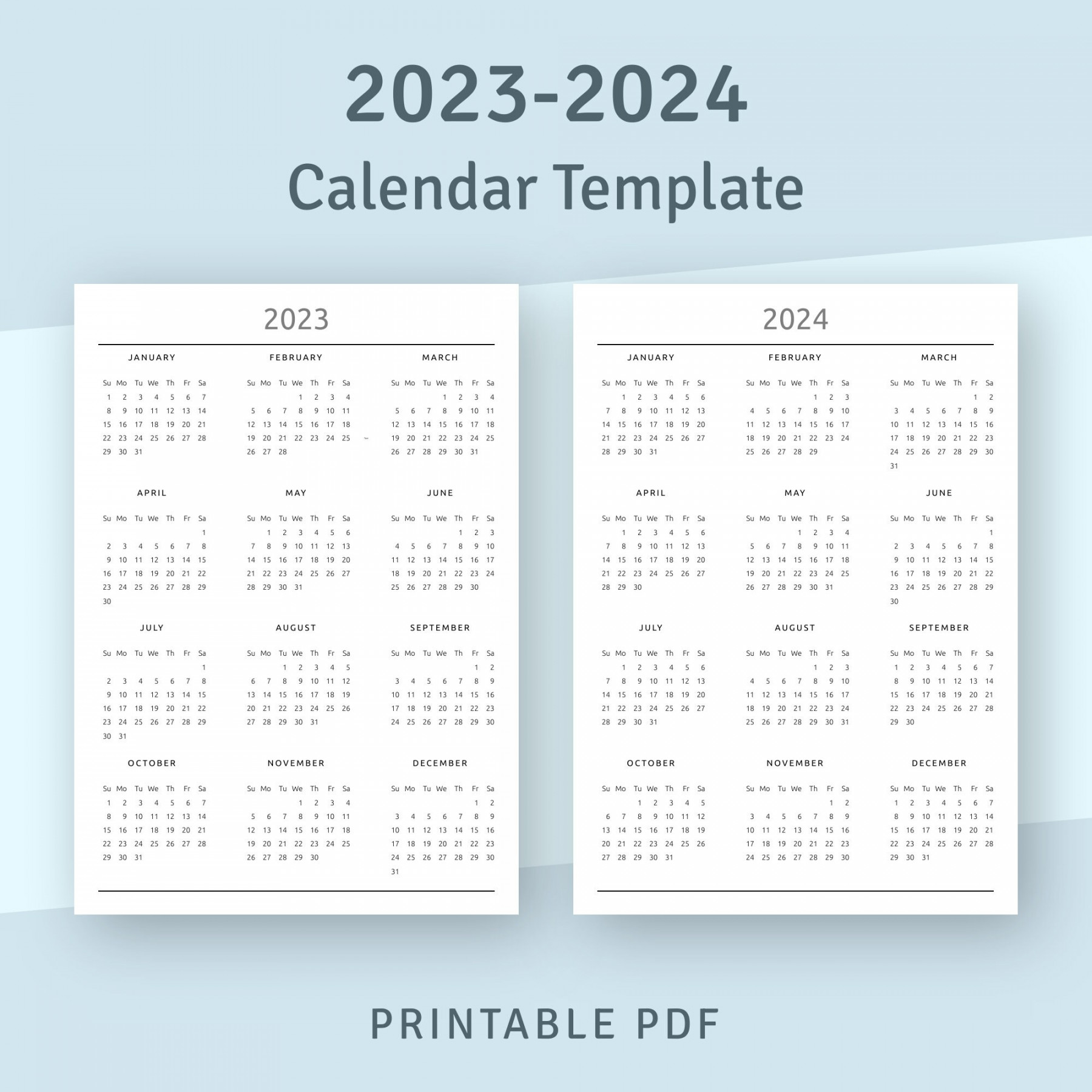 Printable Calendar  , Year at A Glance Calendar, Yearly