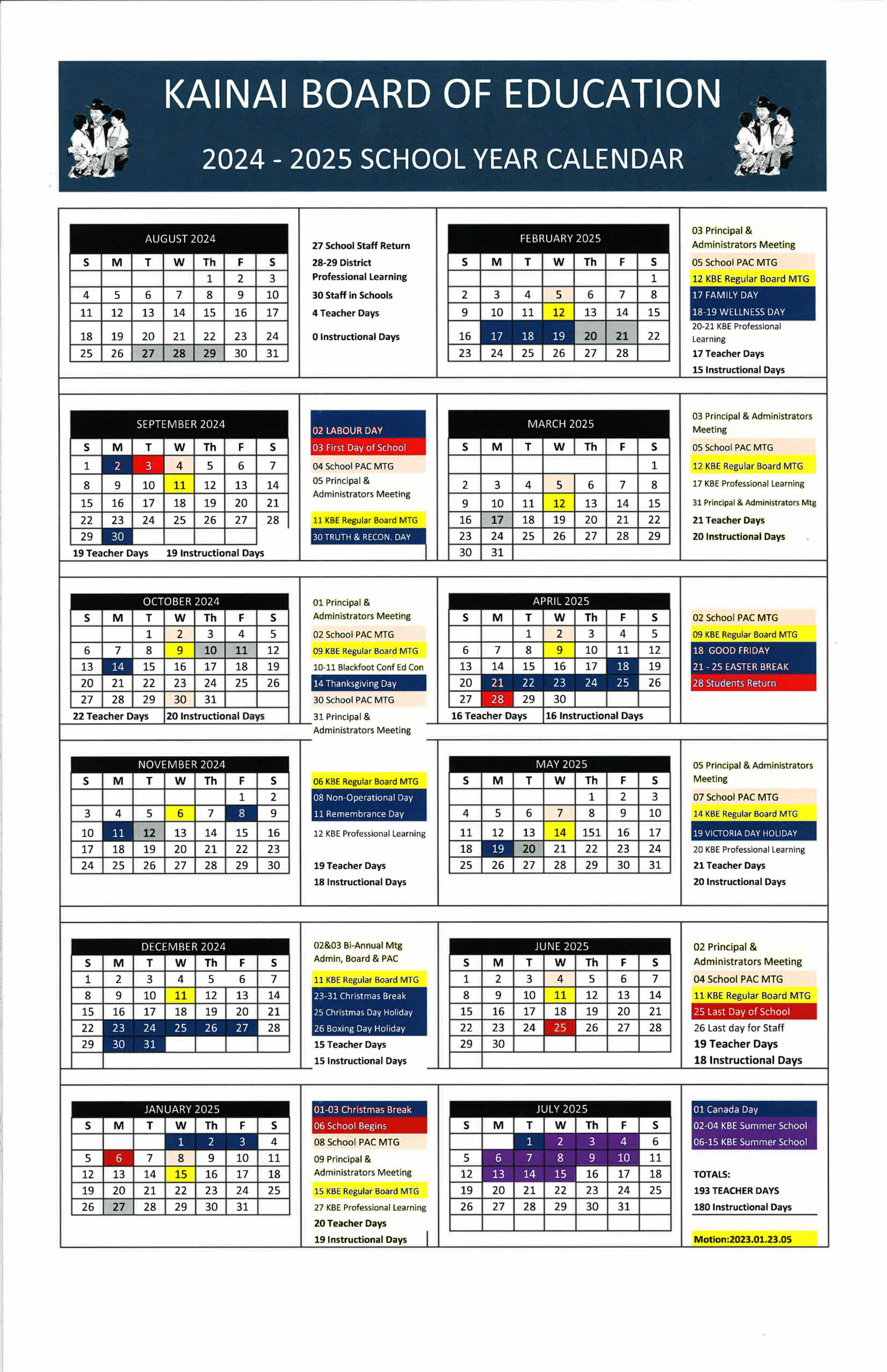 School Calendar  &