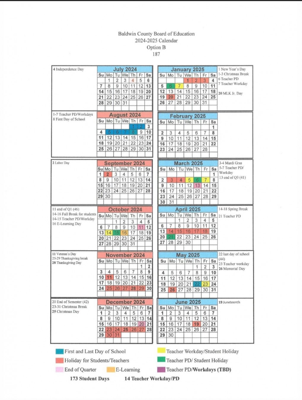 - school calendar approved at Baldwin County Board of