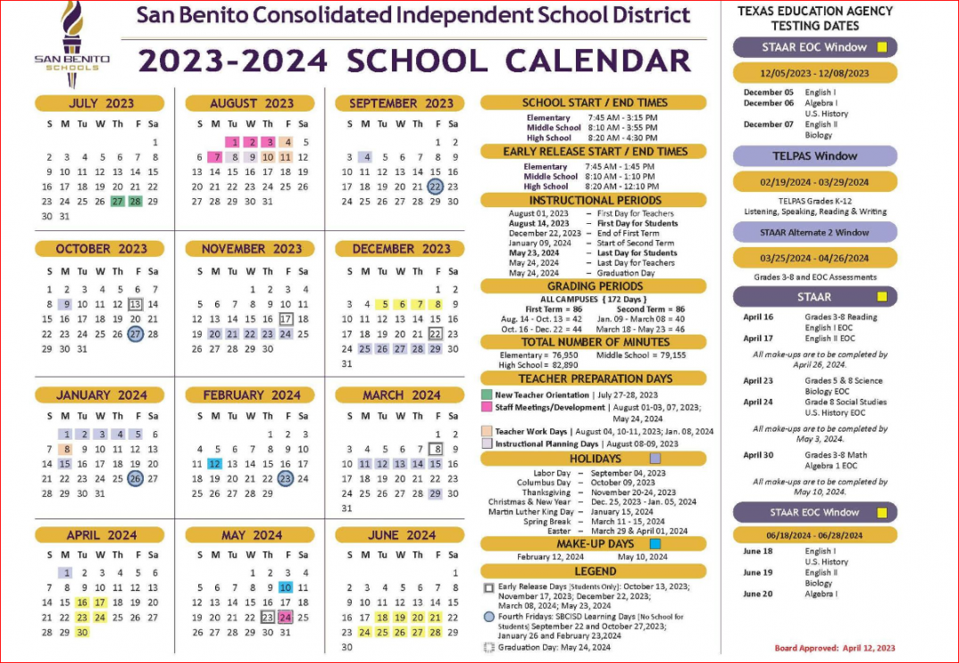 School Calendar - – Parents – Judge Oscar De La Fuente