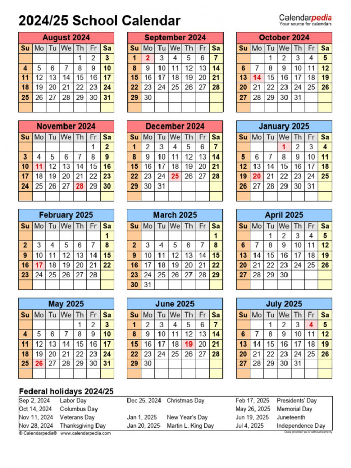 School Calendar   Portrait Year at A Glance  PDF  Public