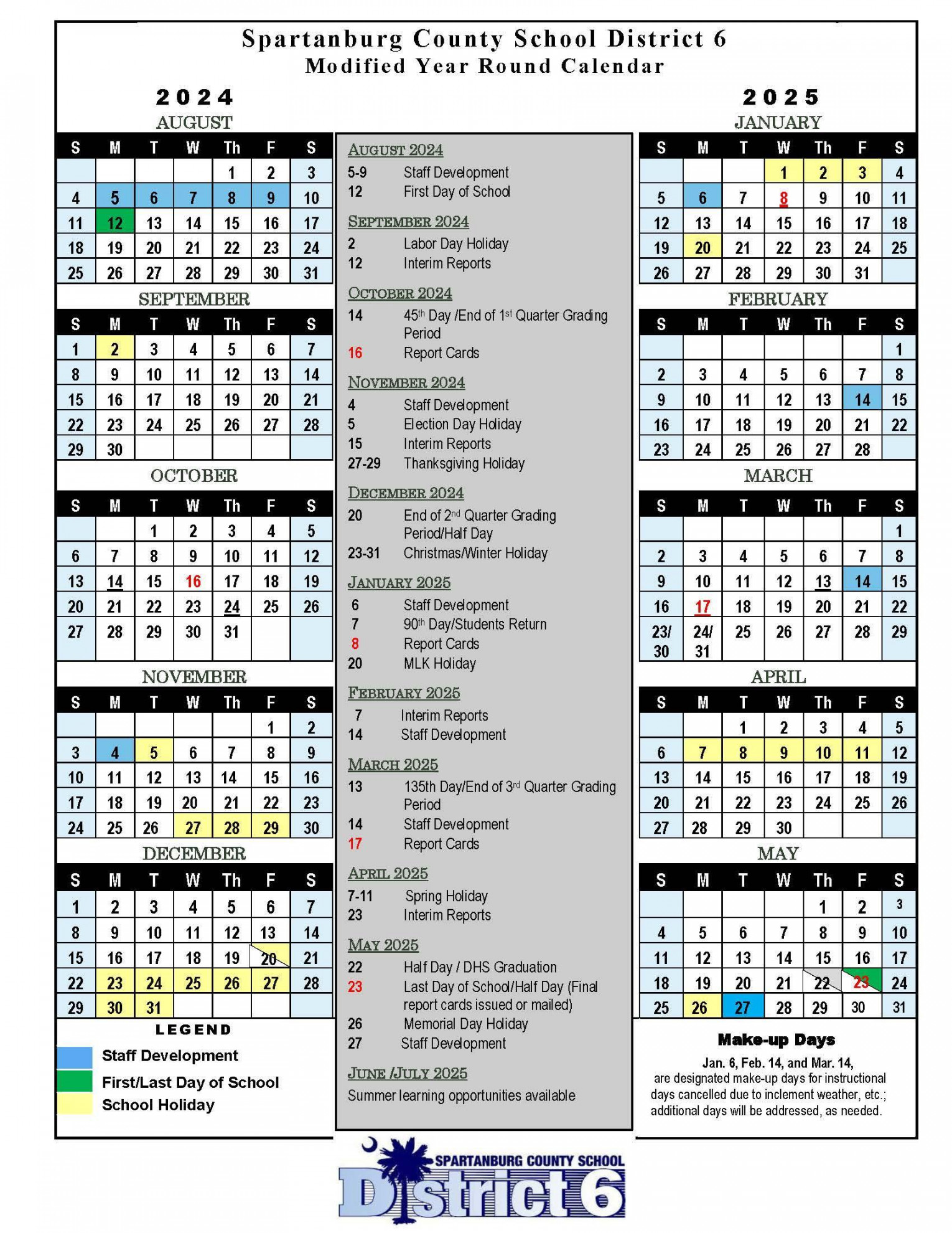 School Calendars - Parents & Students - Spartanburg County School