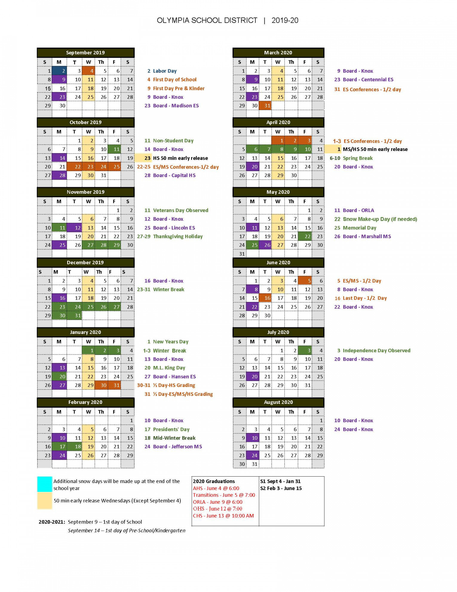 - school year calendar is posted on district website