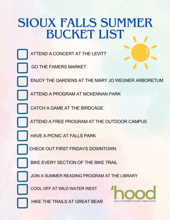 Sioux Falls Summer Bucket List Printable  the 