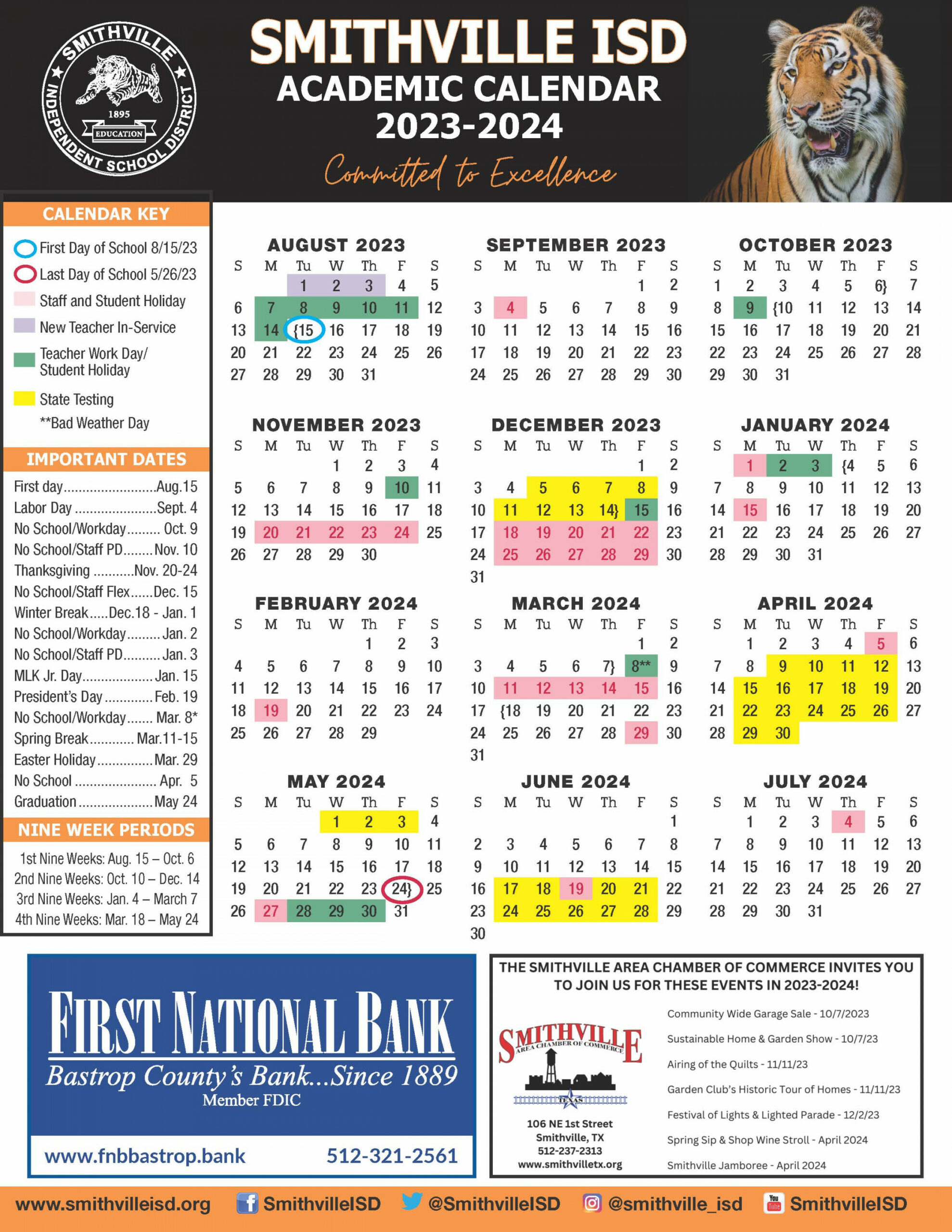 SISD Academic Calendar  Smithville ISD