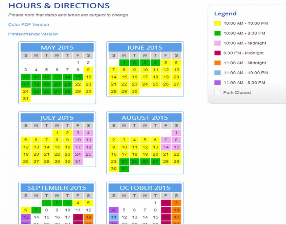 Six Flags Discovery Kingdom Crowd Calendar