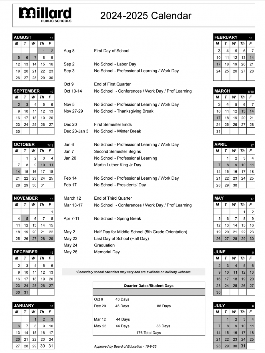 - Student Calendar  Cather Elementary School - Millard