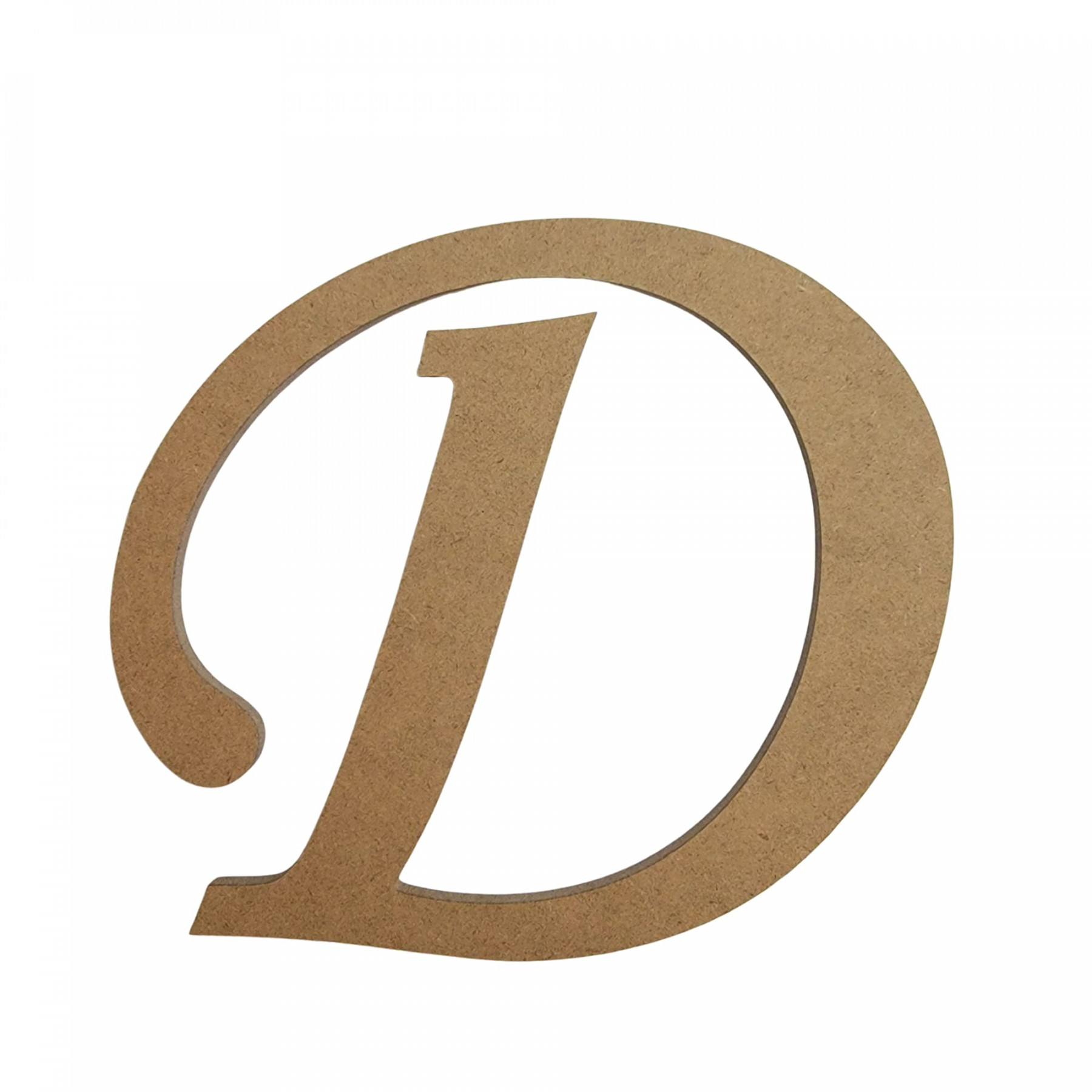 " Wooden Letter D Unfinished, Monotype Font, Craft Cutout -" Thick