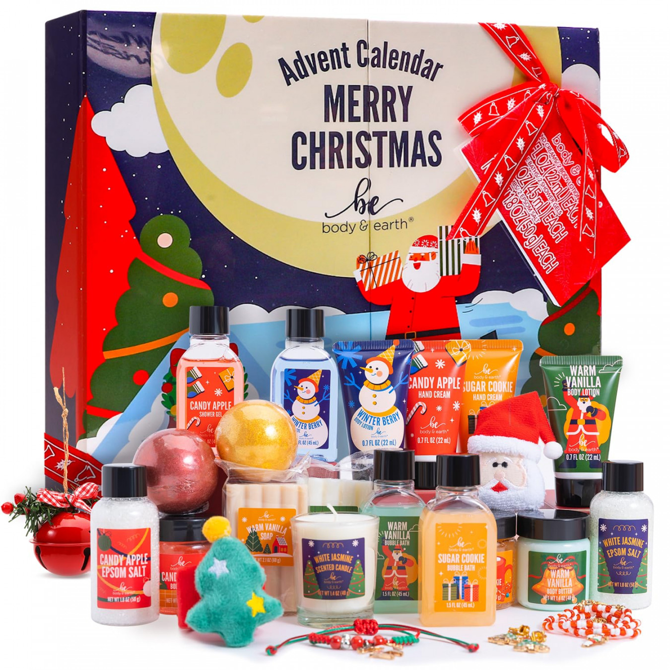 Advent Calendar  Adult - Christmas Gift Baskets for Women with Hand  Cream, Epsom Salt, Candle, Necklace, Brooch, Ear Clips, Skincare Beauty  Advent