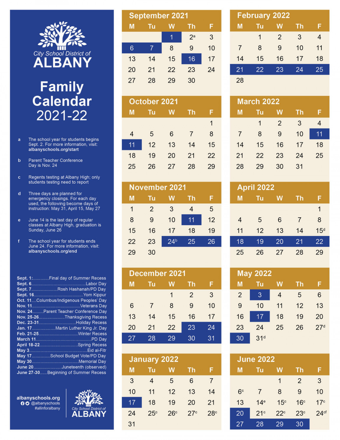 - calendar approved  City School District of Albany