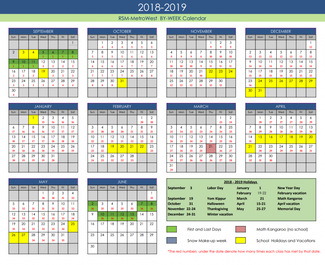 CALENDAR - RSM MetroWest School