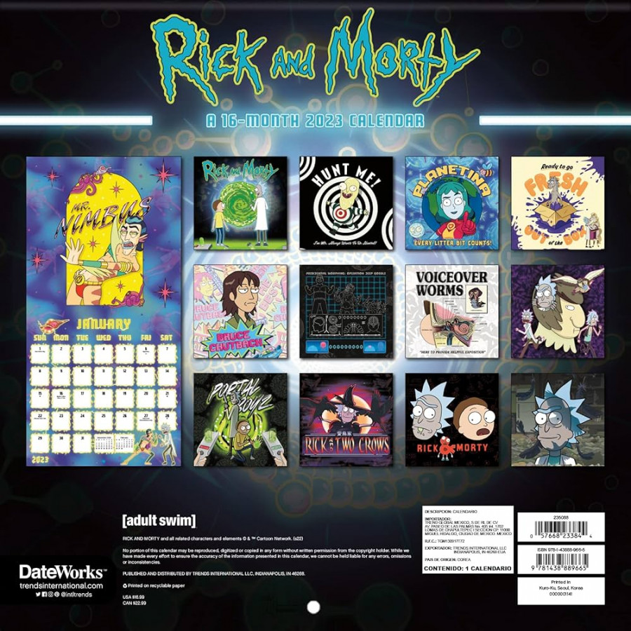 Cartoon Network Rick and Morty Wall Calendar