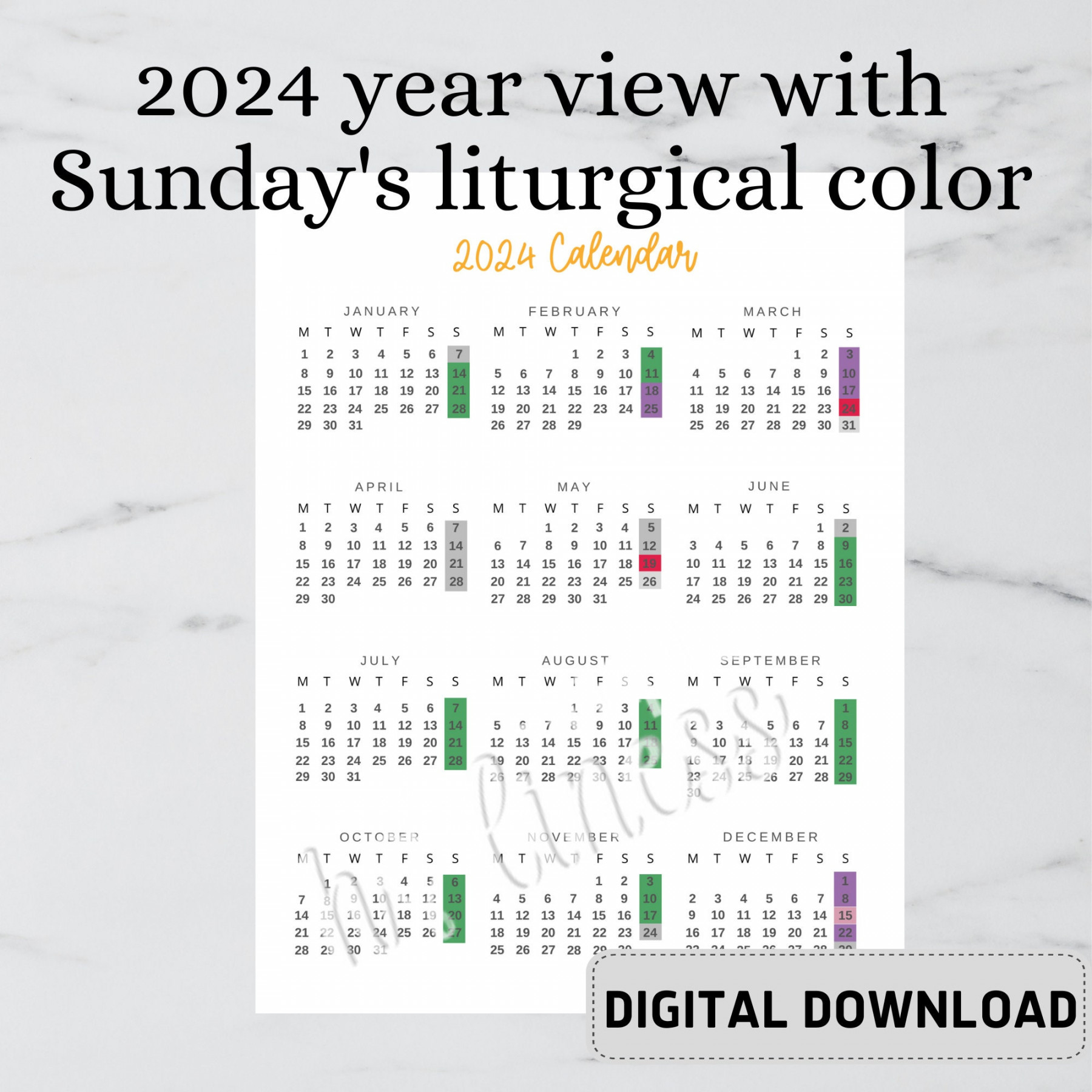 Catholic Calendar DIGITAL DOWNLOAD - Etsy