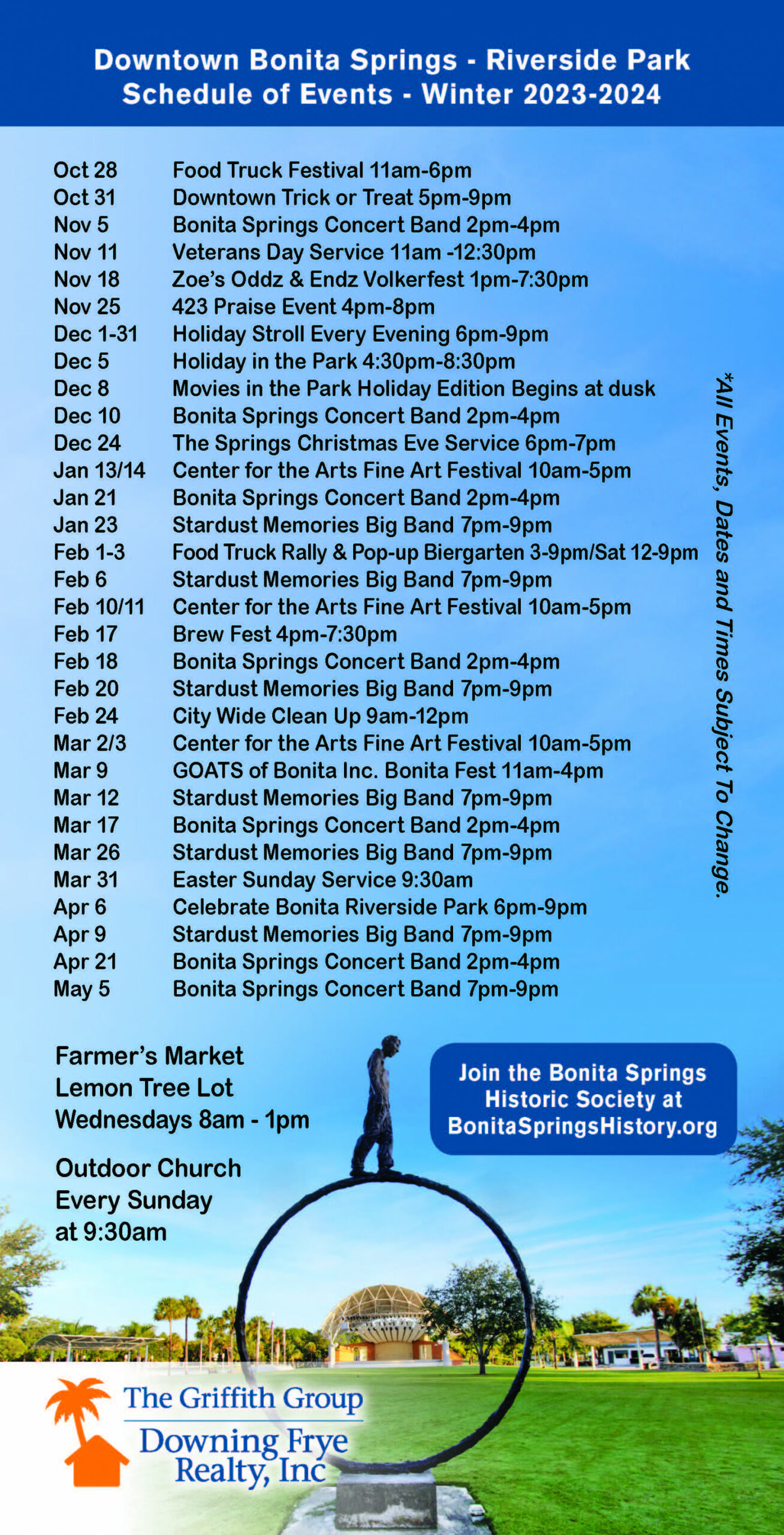 Downtown Bonita Springs Florida Riverside Park Calendar of Events