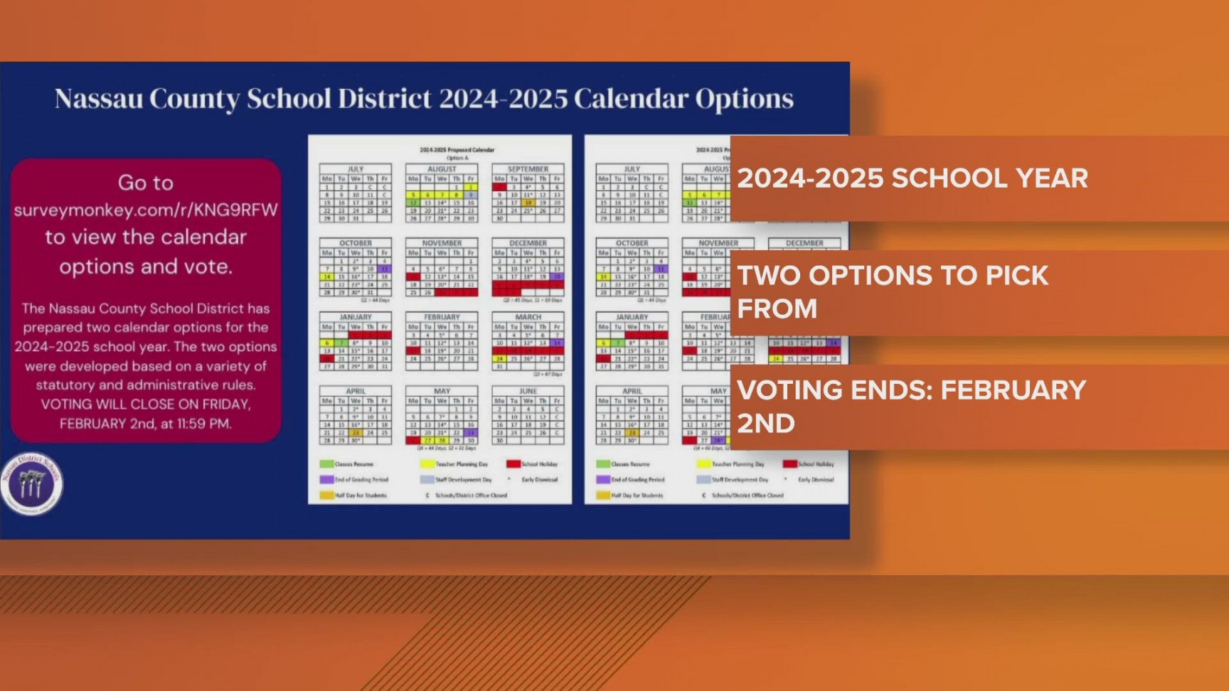 Nassau County School District asking for input from parents on -  school year calendar options