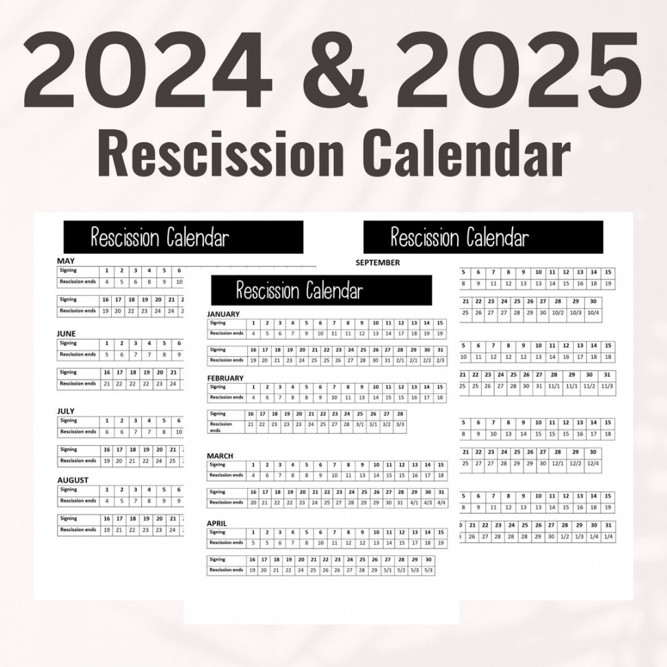 Rescission Calendar Rescission Calendar  Loan Signing Agent Notary  Signing Agent Rescission Dates Notary Public - Etsy