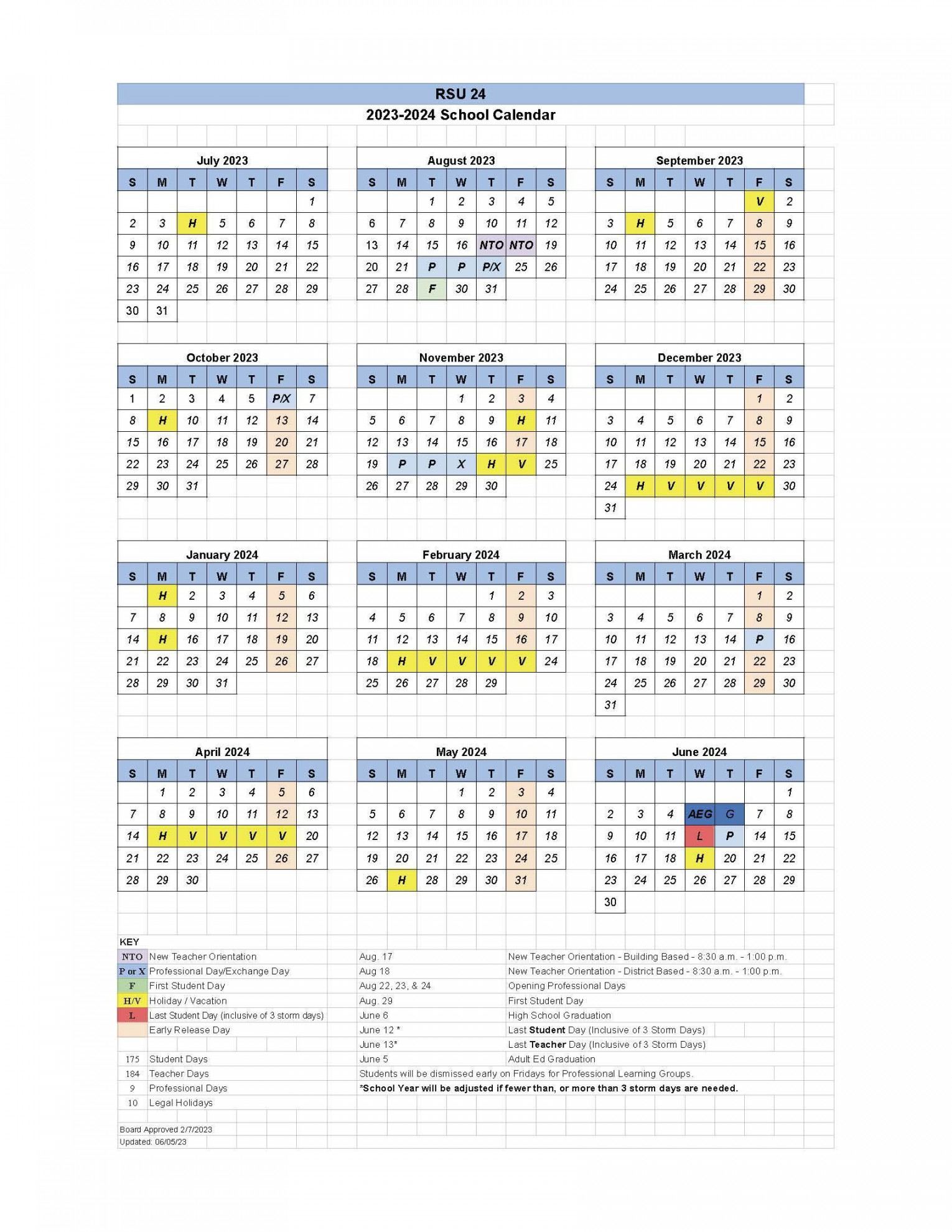 RSU  -20 School Calendar  Mountain View School