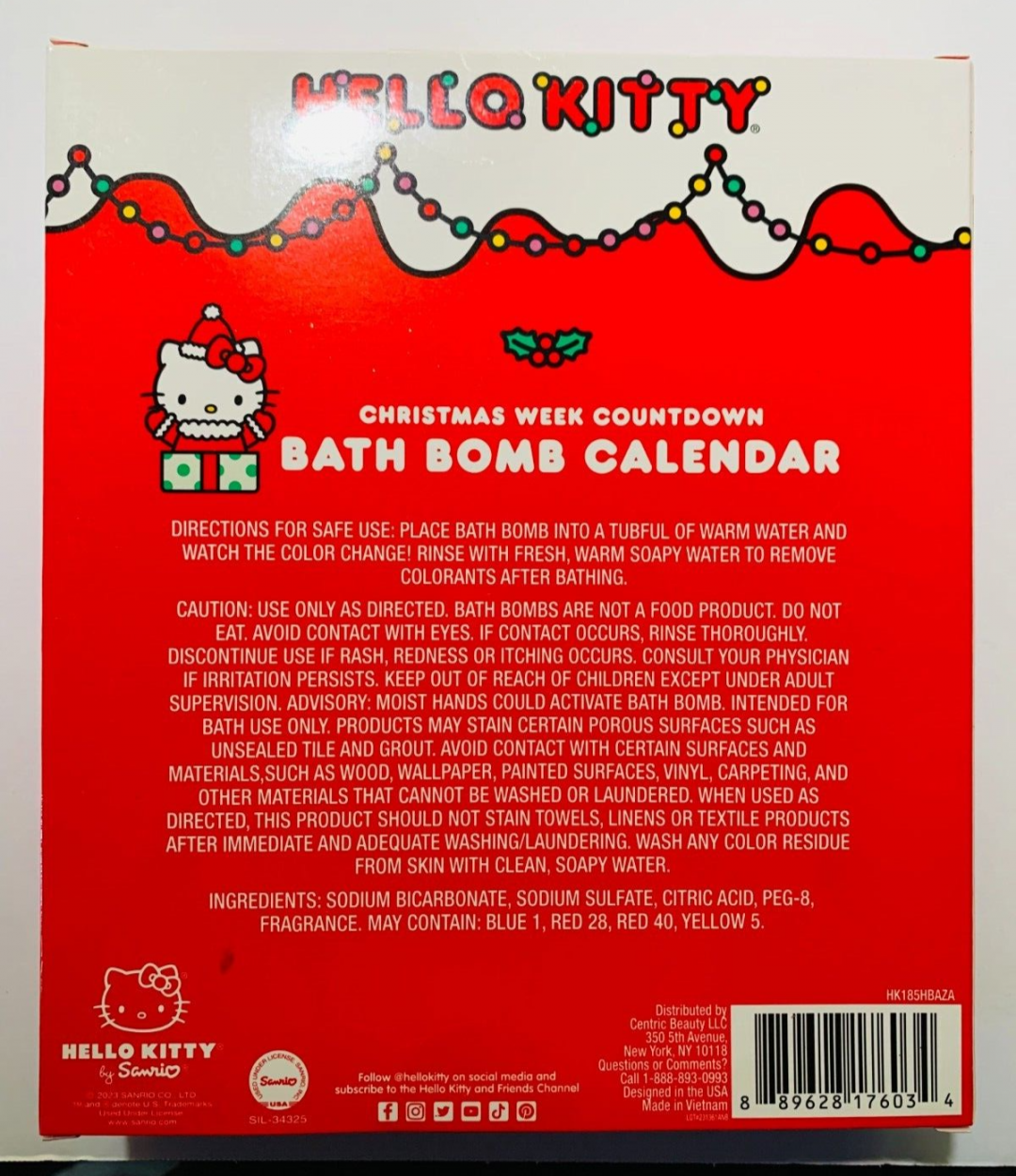 Sanrio HELLO KITTY CHRISTMAS WEEK COUNTDOWN BATH BOMB CALENDAR pcs - New