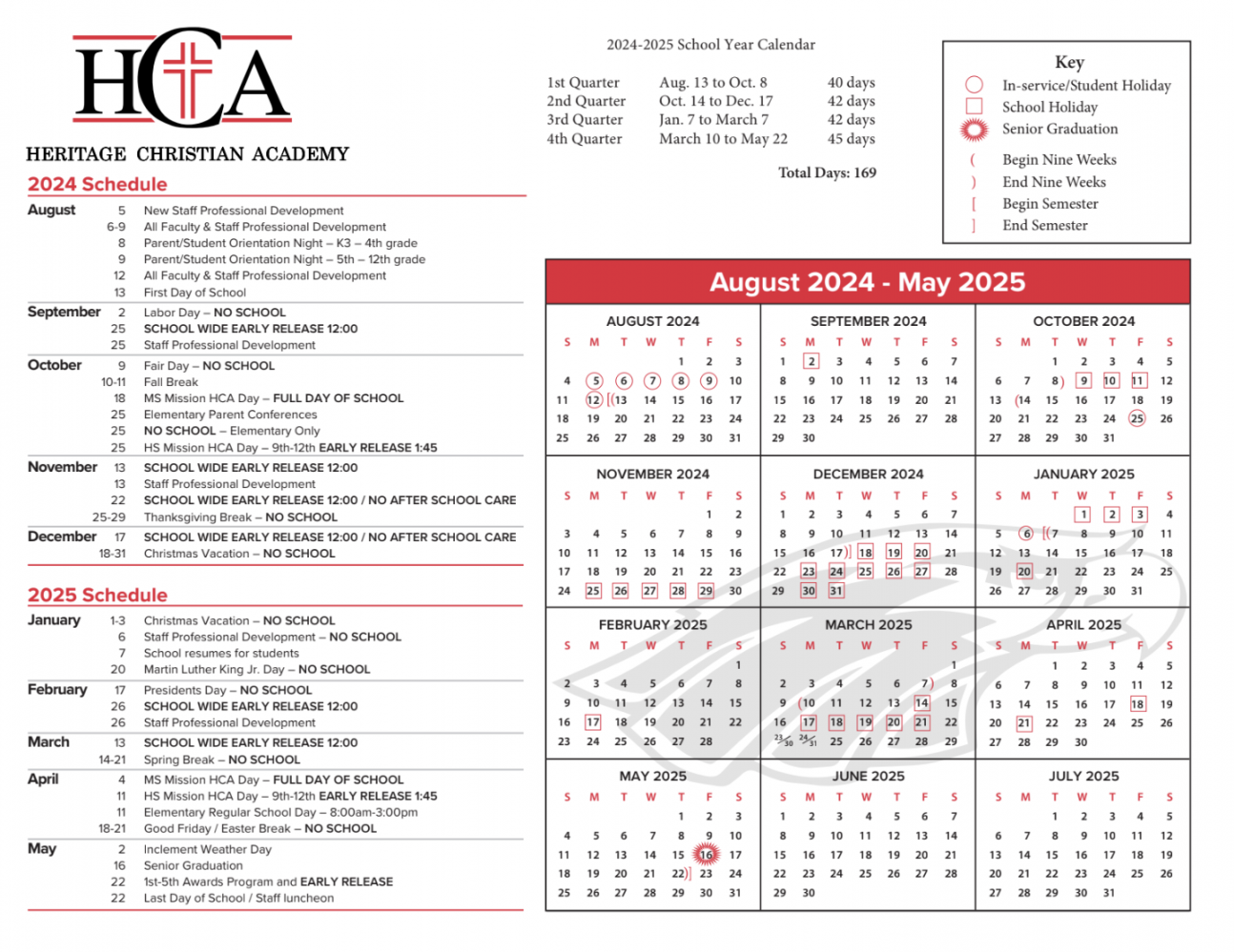 -  School Calendar - Heritage Christian Academy