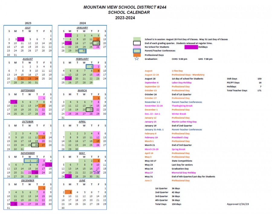 - School Calendar  Mountain View School District #