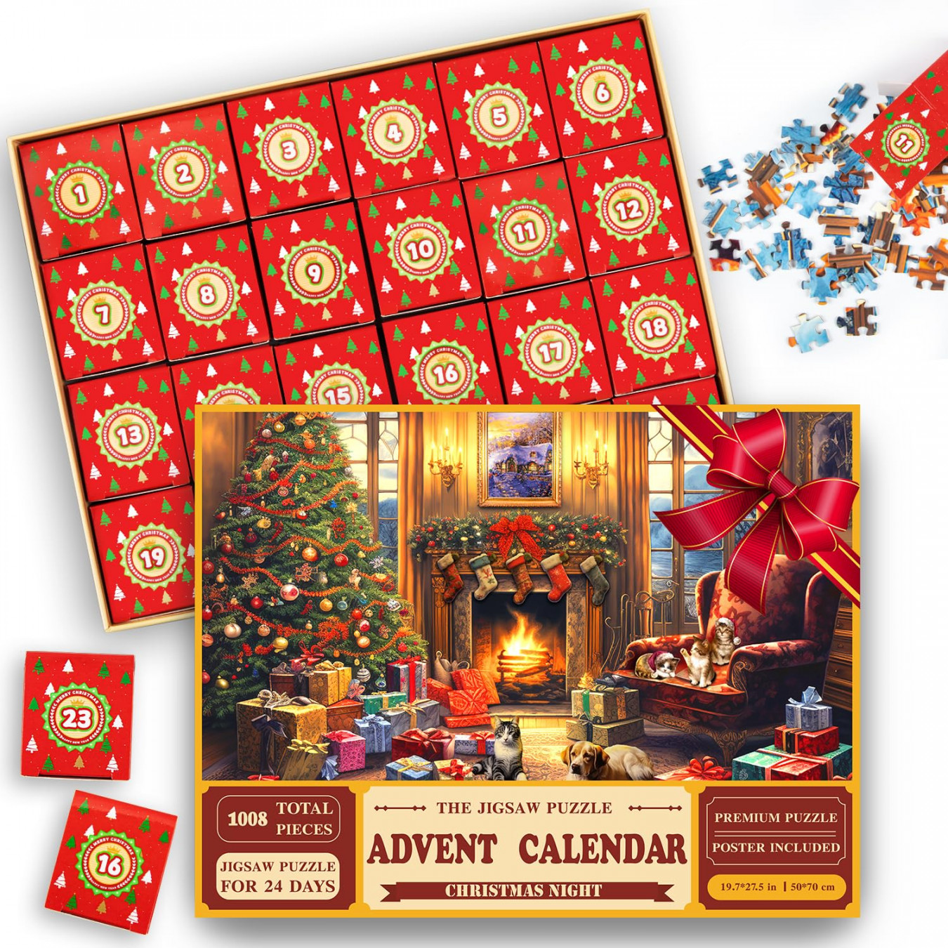 Advent Calendar  Christmas Jigsaw Puzzles  Pieces for Adults and  Kids  Days Countdown to Christmas Ideal Christmas Gift Decorations and