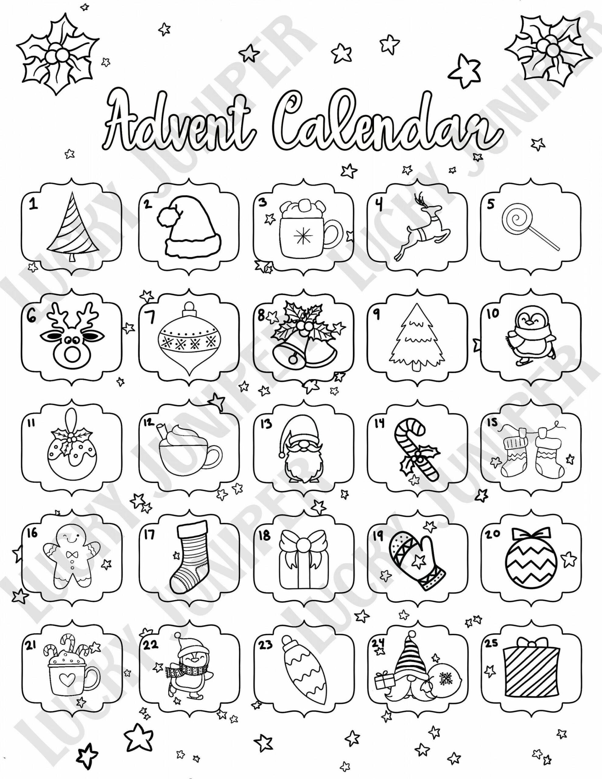 Advent Calendar Printable Coloring Pages Christmas Countdown Holiday