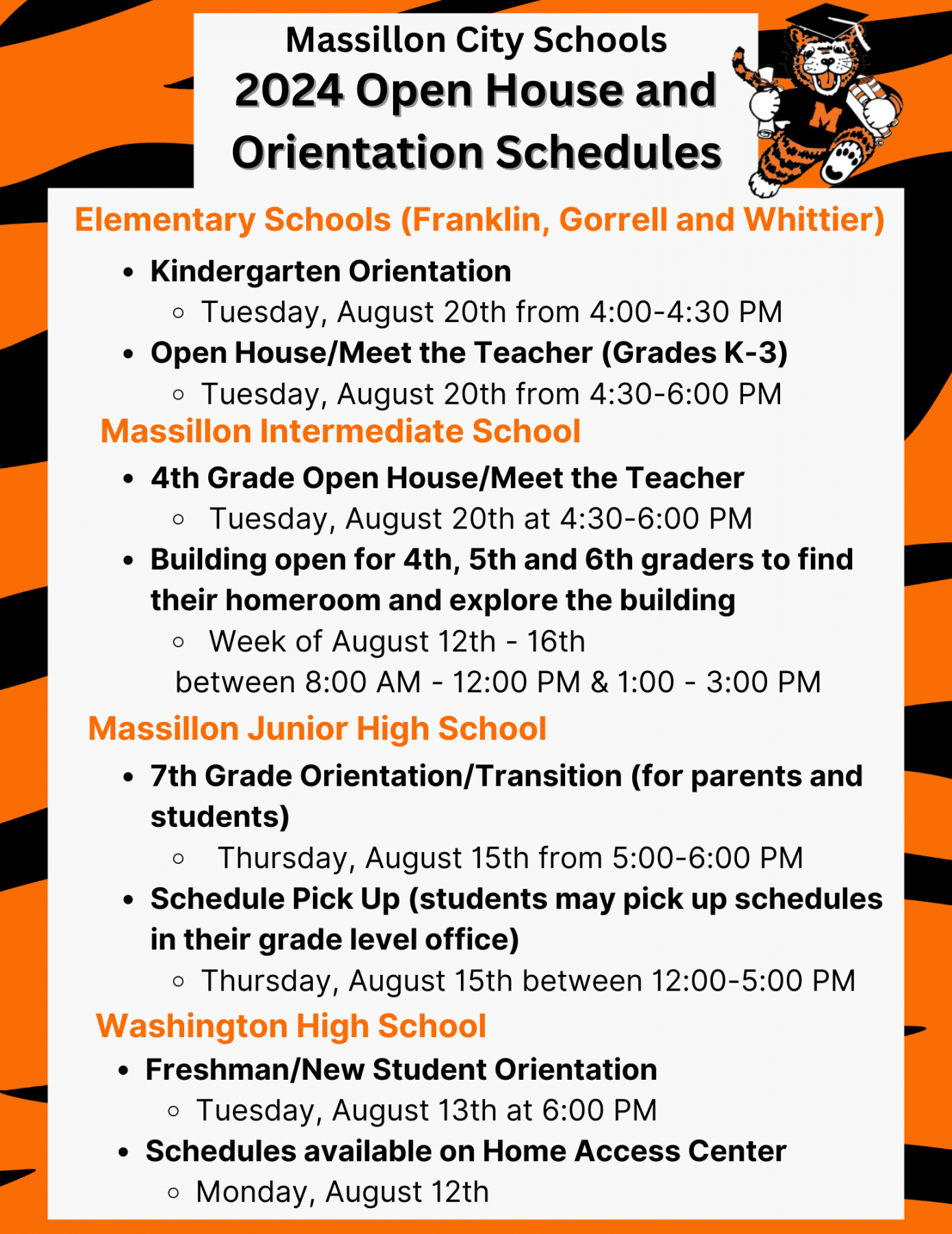 Back to School  Massillon City Schools