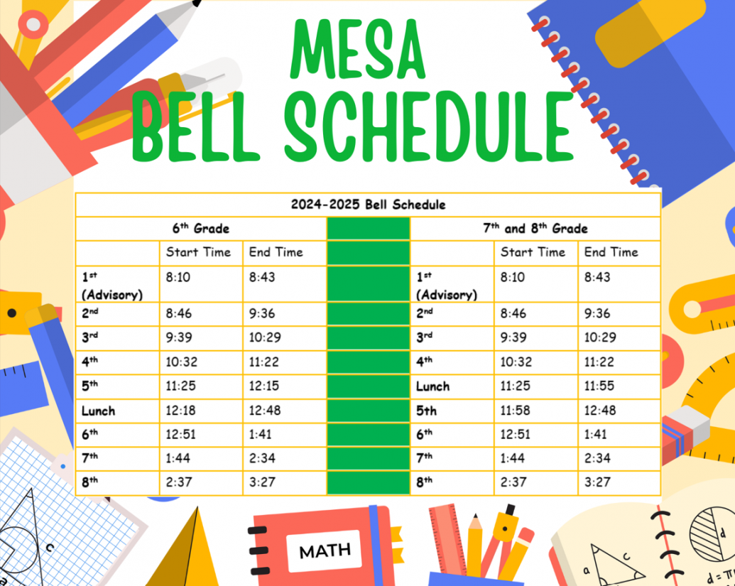 Bell Schedule/District Calendar - Mesa Middle School