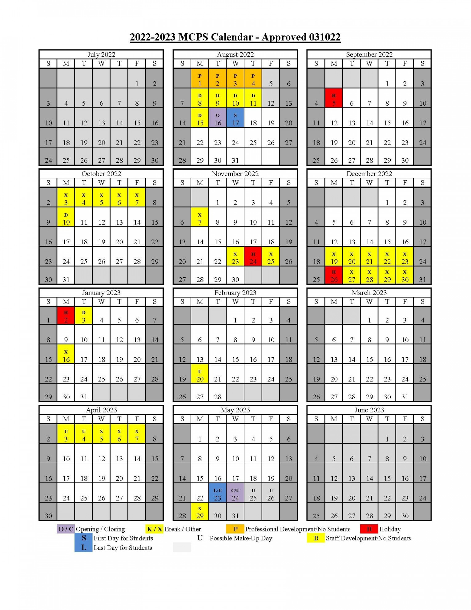 Board of Education approved school calendar for - school