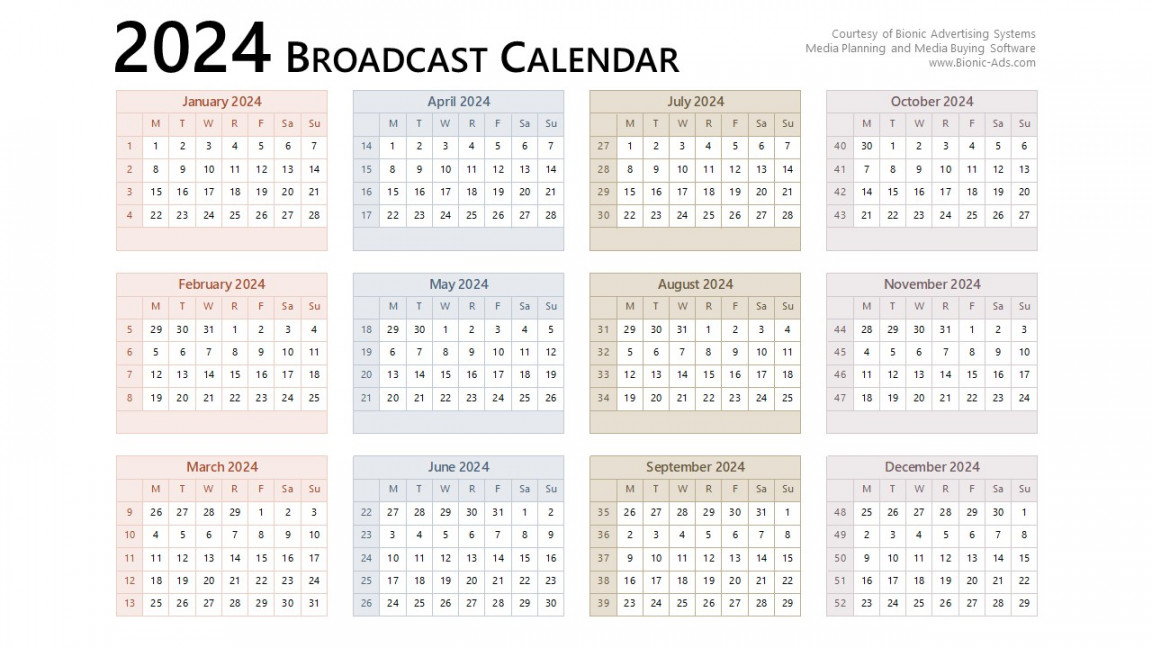 Broadcast Calendar  – Free Downloads – Customizable