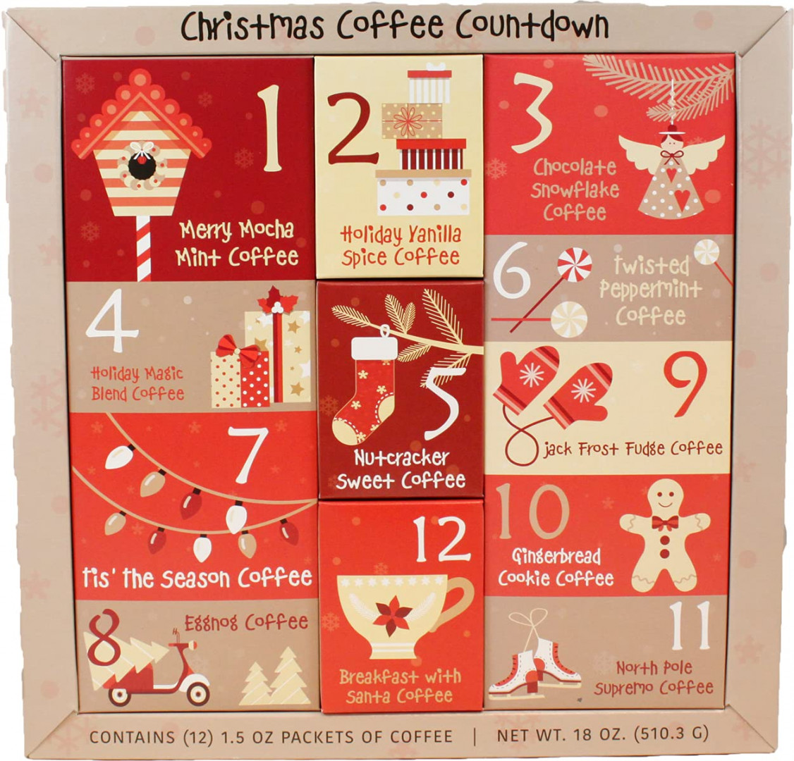 Christmas Sampler Gift Advent Calendar  Days of Coffees, Teas or Cocoas  (Hot Chocolate) for Christmas Gourmet Gift Box Set - Best Xmas Present For