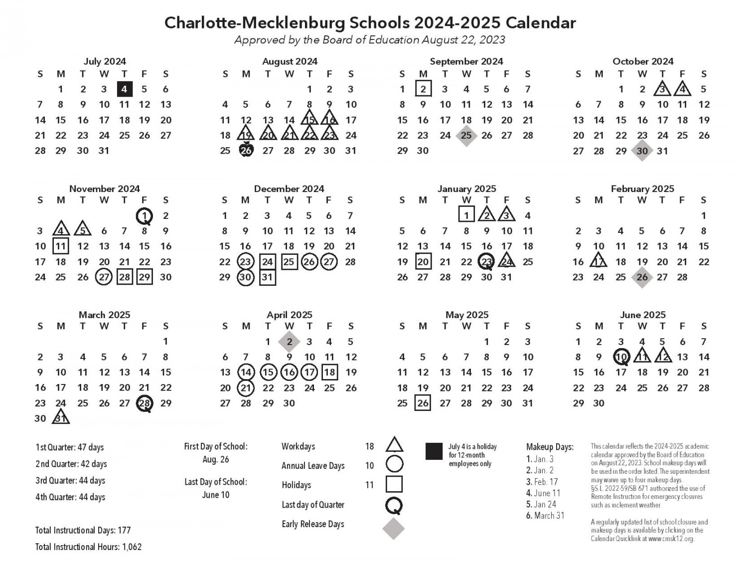 CMS Schools Calendar - (Charlotte-Mecklenburg School)